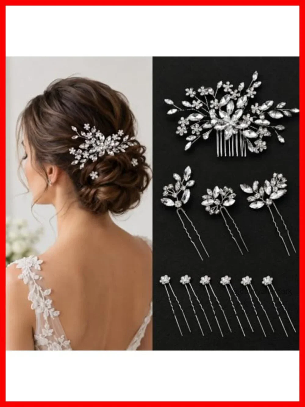 10pcs Rhinestone Hair Pins Set Crystal Bridal Hair Accessories Wedding Hair